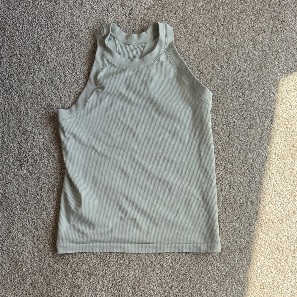 Athleta Ribbed High-Neck Tank - Light Sage